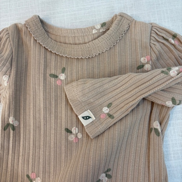 Easy Peasy Organic Cotton Floral Ribbed Long Sleeve Bodysuit 3-6 Mo - Picture 2 of 6